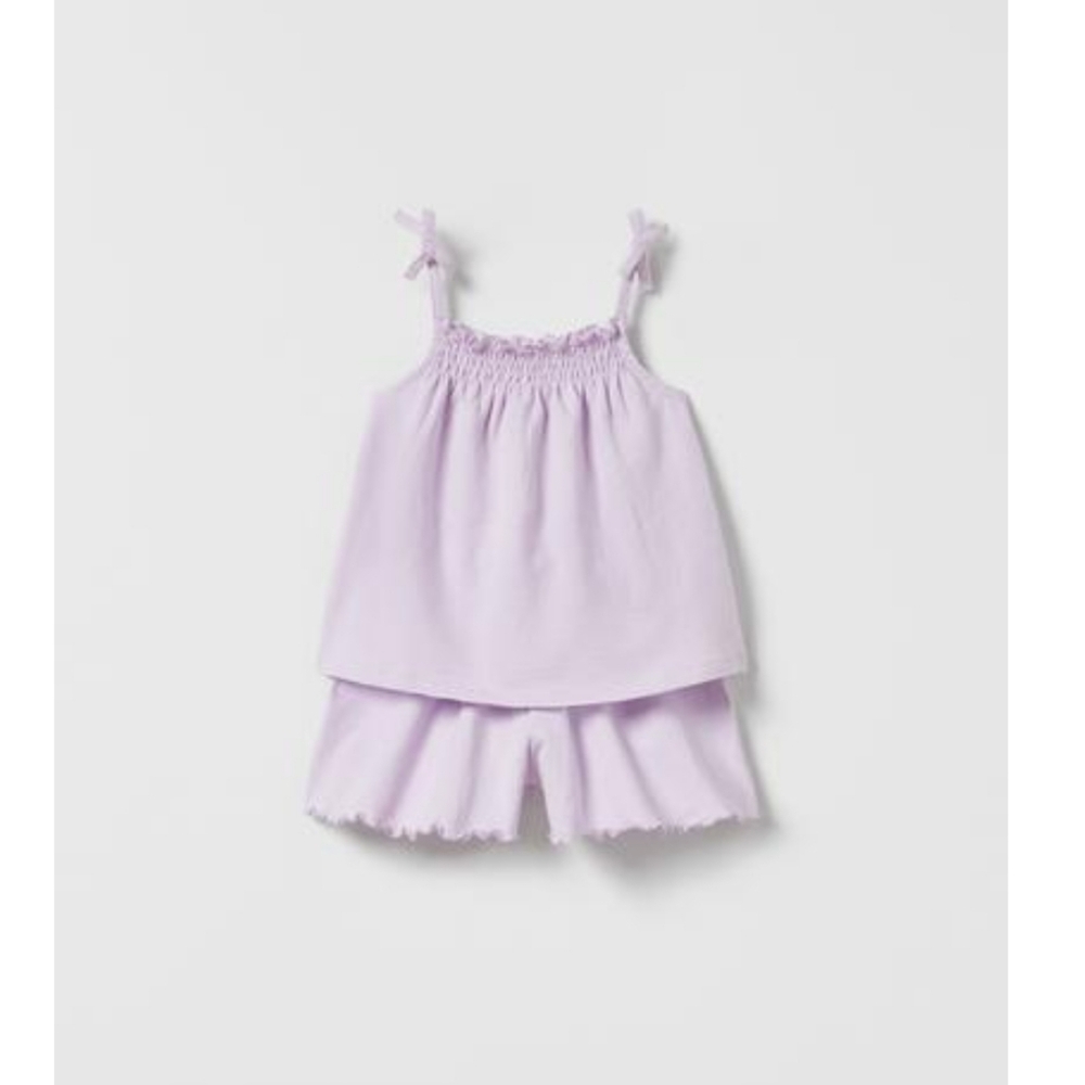 Zara Lavender Sleeveless Top and Shorts Set